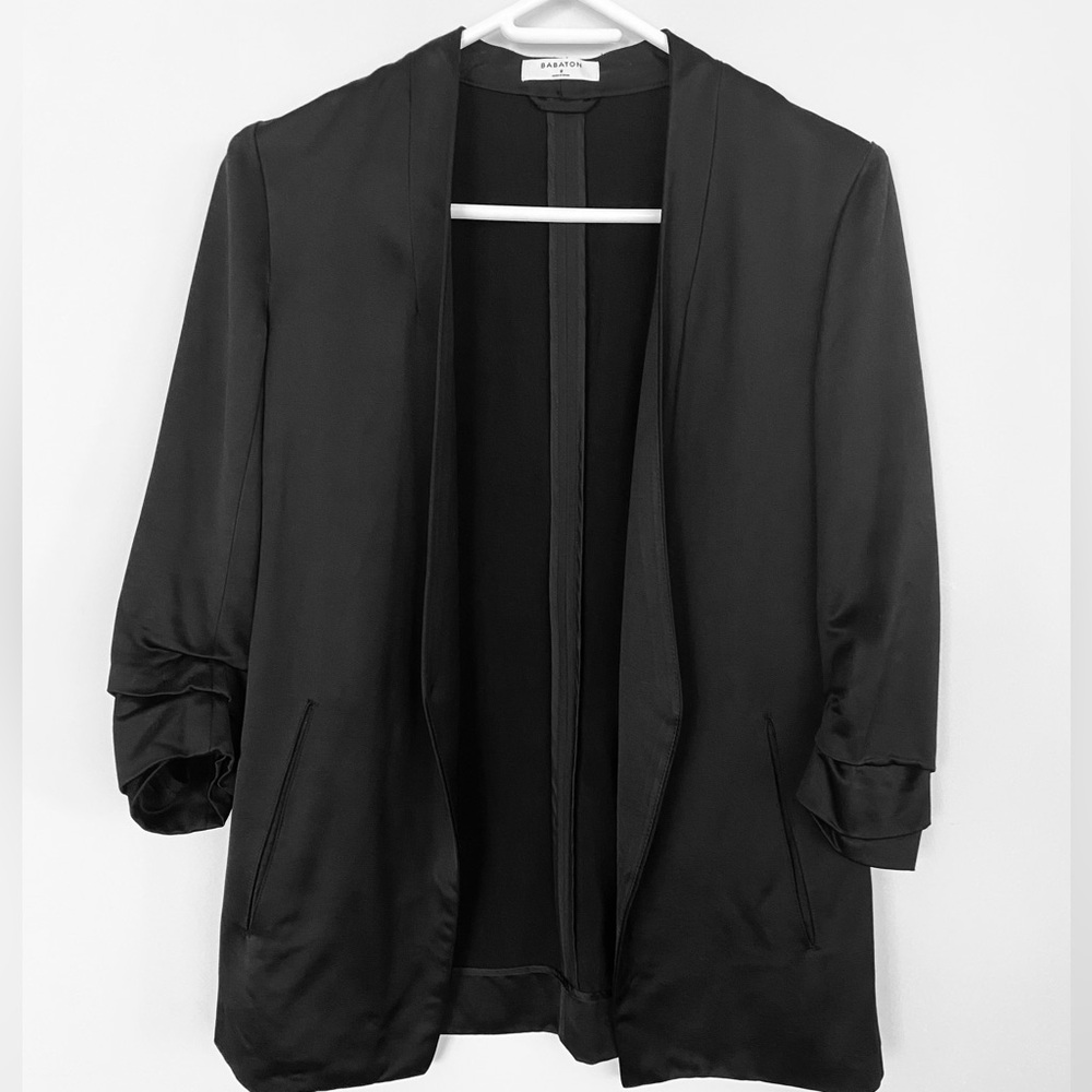 Babaton Satin Effect Black Power Blazer, Size 2